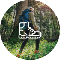 A person hiking with a backpack