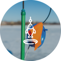 A lure on an ice fishing pole